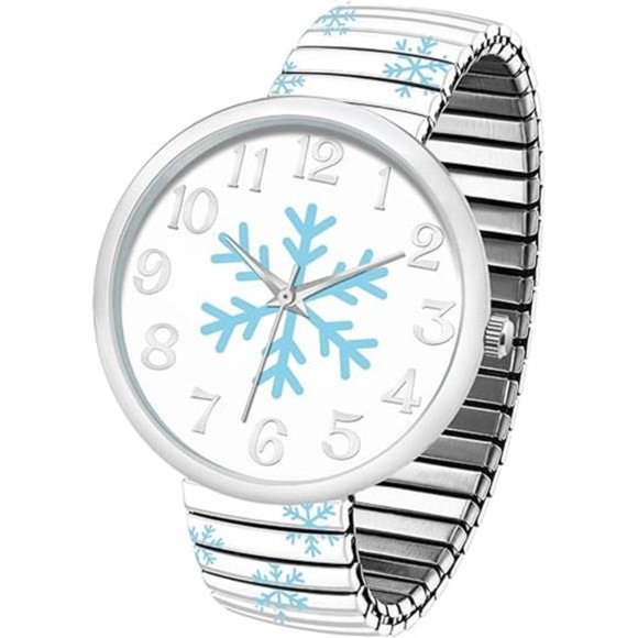 Christmas Theme Women Watch Large 38mm White Face Stretch Band Watches main image 8